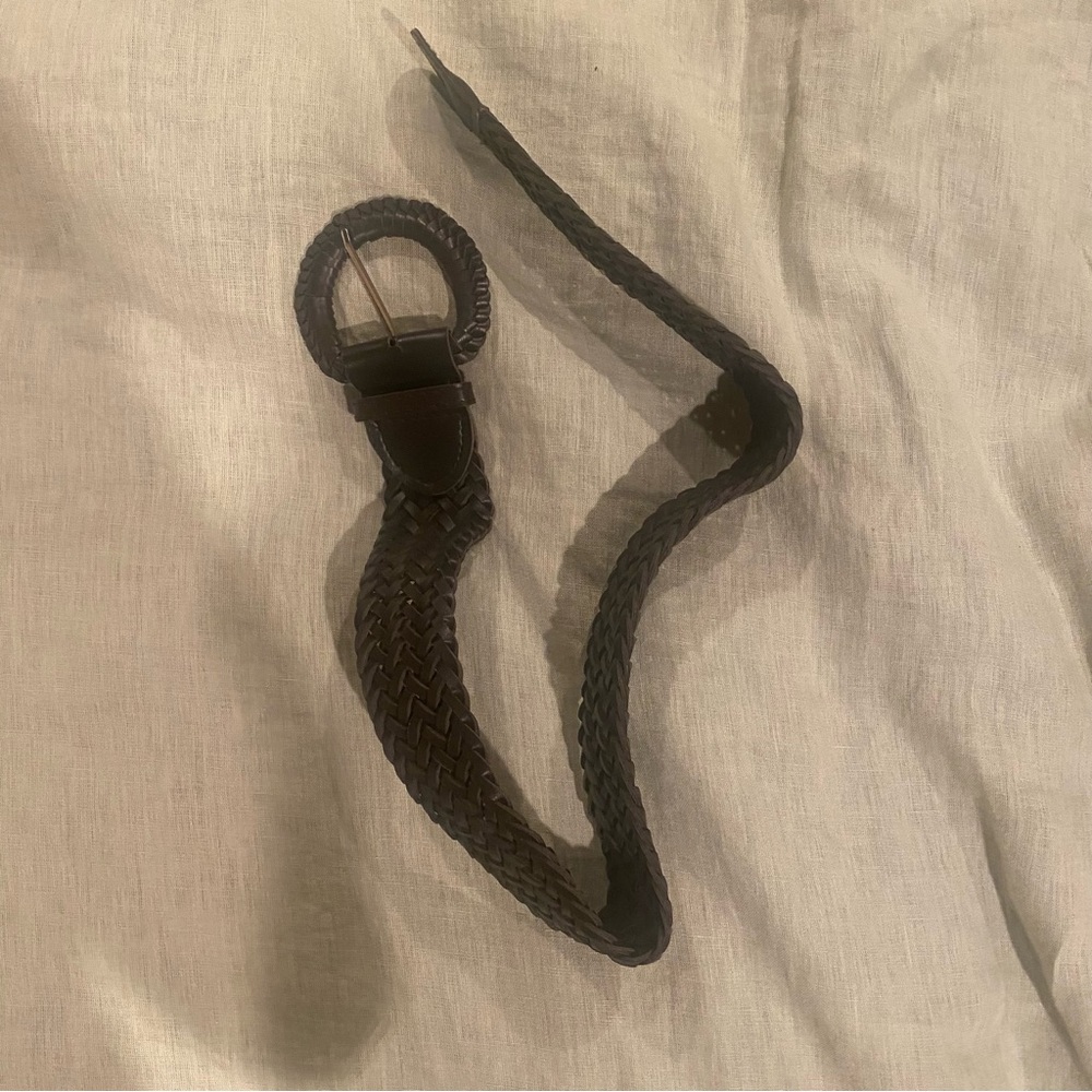 Braided Leather Belt - brown